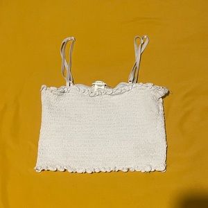White Scrunched Crop Top